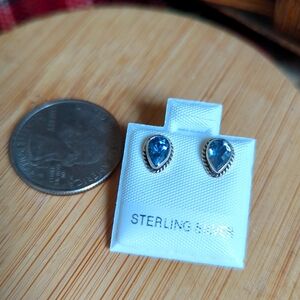 Tiny Topaz Stud Earrings .925 Sterling Silver
